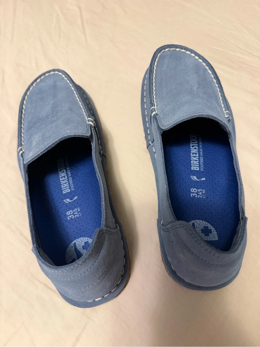 Birkenstock Women’s Light Blue Suede Slip-On Loafers